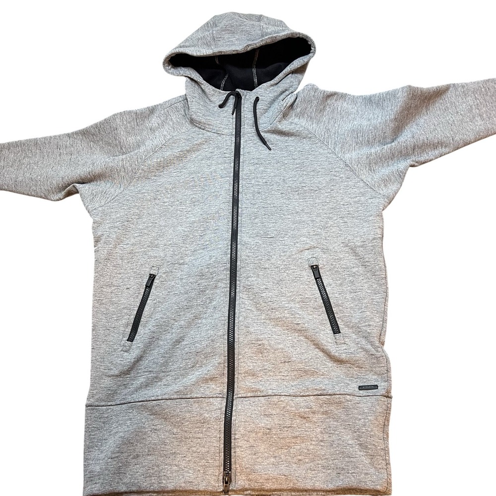 Athleta Jacket Womens Small CYA Stronger Hoodie Full Zip Long‎ Line Grey Stretch - Picture 3 of 12